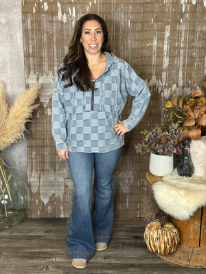 Denim Checker Pullover