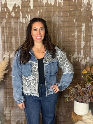 Leopard Denim Jacket