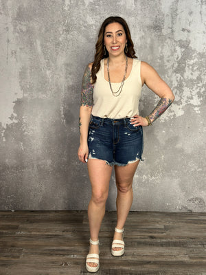 Rigid Front Dark Wash Judy Blue Shorts (S - 3X)