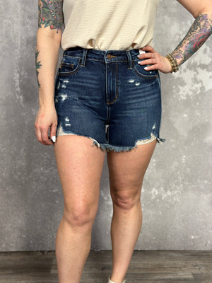 Rigid Front Dark Wash Judy Blue Shorts (S - 3X)