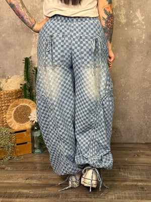 Denim Checker Jogger Pant (Small - 3X)