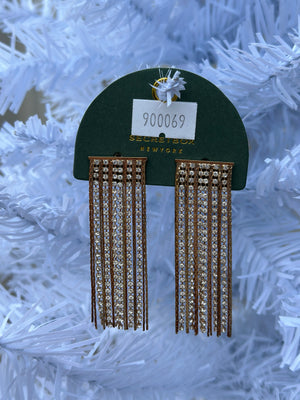 Straight Rhinestone Fringe Statement Earring - 2 Colors