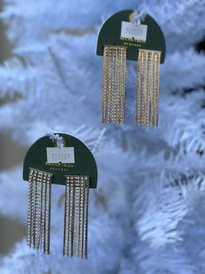 Straight Rhinestone Fringe Statement Earring - 2 Colors