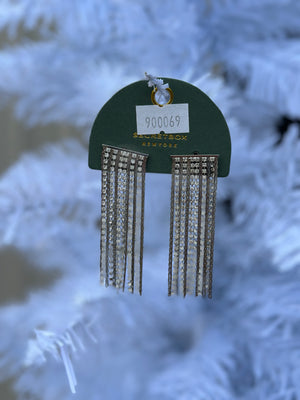 Straight Rhinestone Fringe Statement Earring - 2 Colors