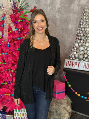 Black All Over Glitz Cardigan (Small - 3X)