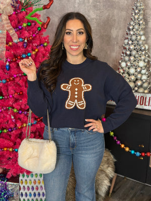 Blue Gingerbread Sweater