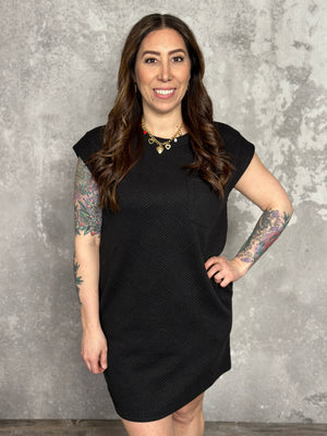 Drop Shoulder Quilted Texture Dress (Small - 2X)