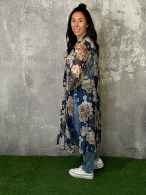 Fresh Spring Florals Duster - Navy RESTOCK