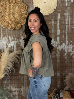 Olive Lace Insert Top
