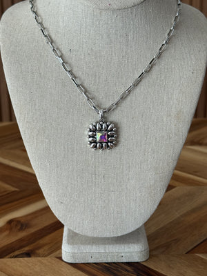 Silver Irredescent Gem Necklace