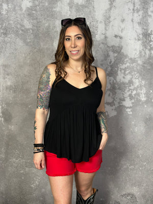 Piper Babydoll Tank - Black - (Small - 2X) - FINAL SALE