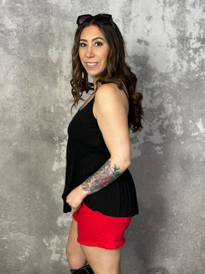 Piper Babydoll Tank - Black - (Small - 2X) - FINAL SALE