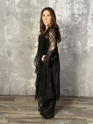 Lace Ruffle Duster with all over sparkle studs (Small - 2X) RESTOCK