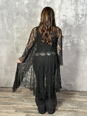 Lace Ruffle Duster with all over sparkle studs (Small - 2X) RESTOCK