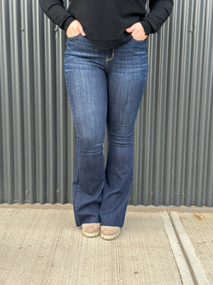Judy Blue Dark Wash, Raw Hem, Flare Jean (sizes 0/24-24W) - FINAL SALE