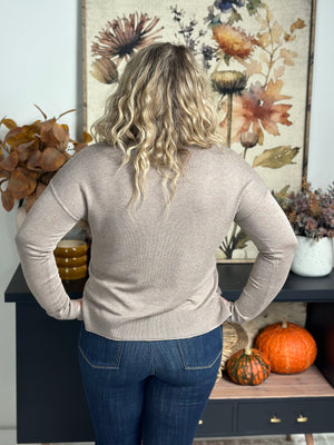 The Vneck Scarlett Sweater - Mocha (Small - 3X) FINAL SALE