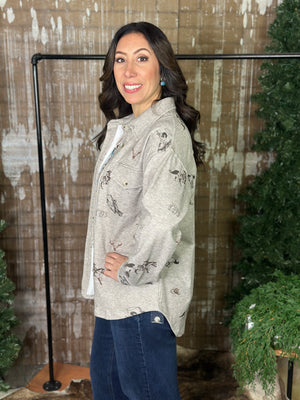 Western Print Fleece Lined Shacket (Small - 3X)