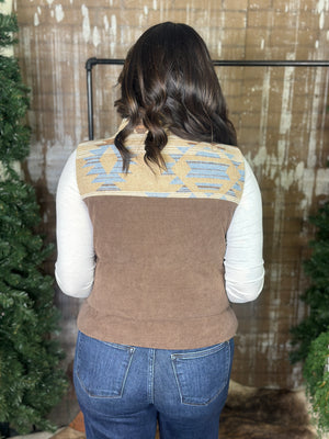 Brown Aztec Puffer Vest