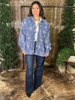 Denim Blue Rowdy Fleece Lined Shacket