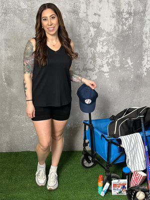 Vneck Pocket Tank - Black (Small - 3X)