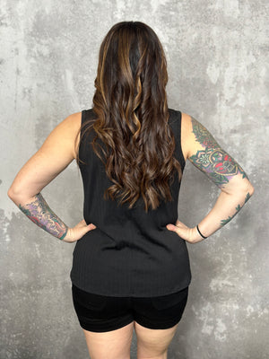 Vneck Pocket Tank - Black (Small - 3X)