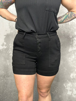 Judy Blue Button Fly Black Shorts (S - 3X)