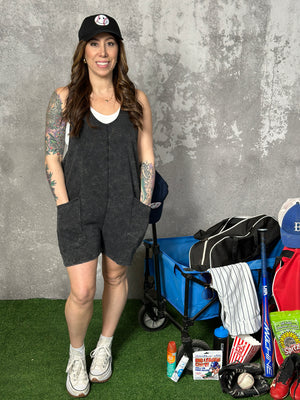 Hooded Lounge Romper - Vintage Black (Small - 1X) - FINAL SALE