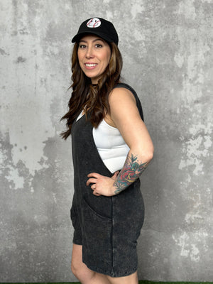 Hooded Lounge Romper - Vintage Black (Small - 1X) - FINAL SALE