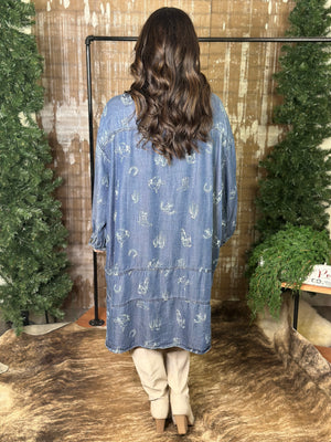 Wild and Western Oversized Chambray Dress