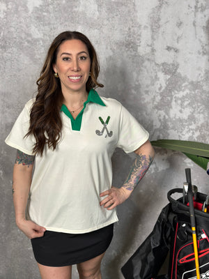 Sequin Golf Club Collared Short Sleeve Sweatshirt