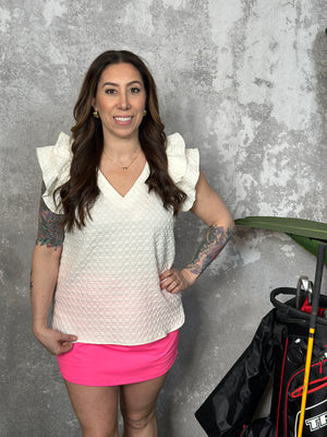 The Textured Olivia Top - Cream (Small - 2X)