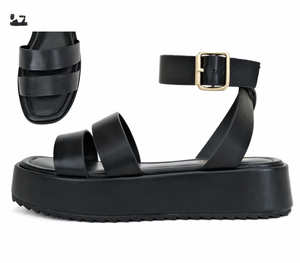 Chunky Platform 2 Strap Sandal - Black - FINAL SALE