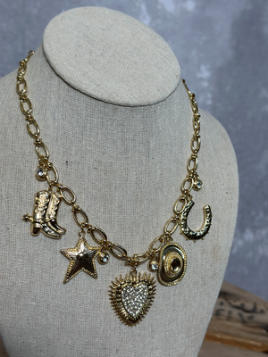 Chunky Gold Rodeo Charm Necklace