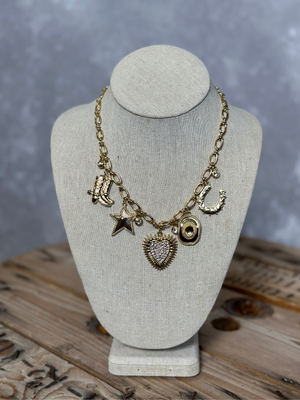 Chunky Gold Rodeo Charm Necklace