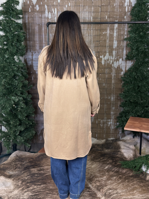 Camel Textured Shacket - Small - 3X) BESTSELLER