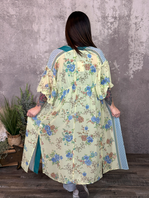 Lemon Teal Duster Kimono