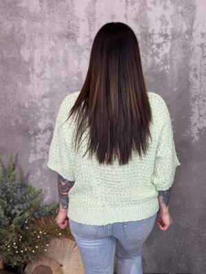 Light Sage Short Sleeve Sweater