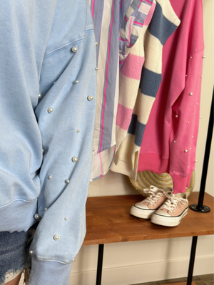 Blue Pearled Sweatshirt