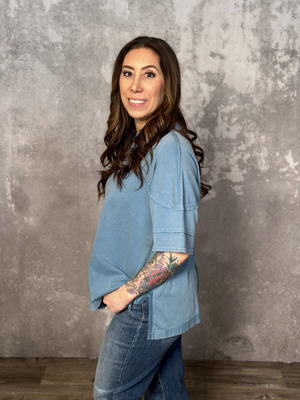 Mineral Wash Tee - Dusty Blue (Small - 3X)