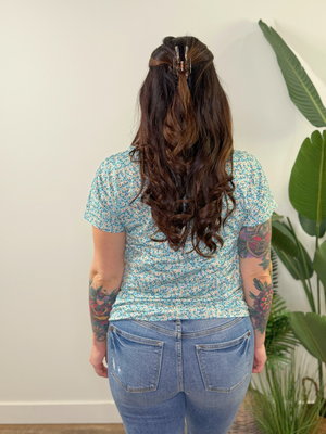 Buttery Soft Print Top - Teal Ditsy Floral