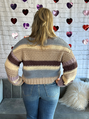 Mauve/Blue/Plum Stripe Sweater - FINAL SALE