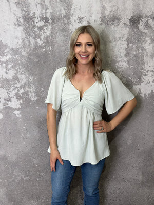 Wire V Blouse - Sage (Small - 3X) - FINAL SALE