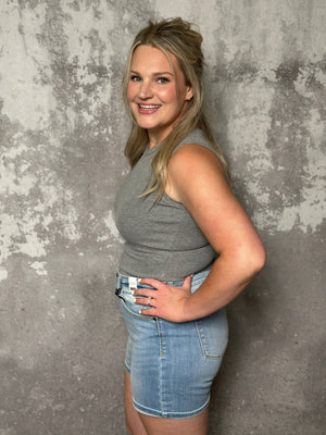 High Neckline Tank Bodysuit - Grey (Small - 3X) FINAL SALE