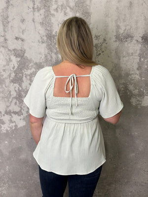 Wire V Blouse - Sage (Small - 3X) - FINAL SALE
