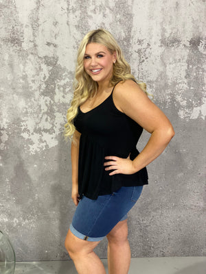 Piper Babydoll Tank - Black - (Small - 2X) - FINAL SALE
