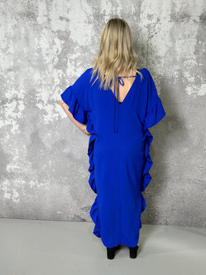 Ruffle High Low Reba Dress - Blue (Small - 3X) FINAL SALE