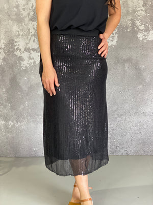Black Sequin Midi Skirt- FINAL SALE