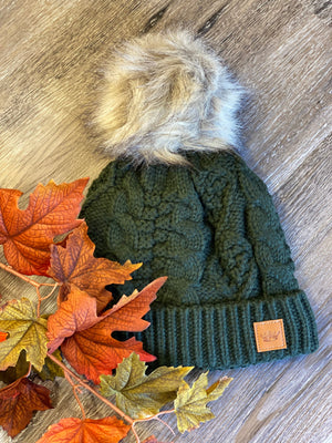 Cable Knit with Pom Pom Hat - 6 Colors