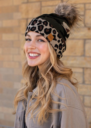 Camo Hat with Leopard Trim