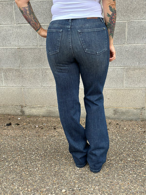 Judy Blue Straight Leg Tummy Control Dark Wash Work it Jean (sizes 0/24-24W) - BESTSELLER